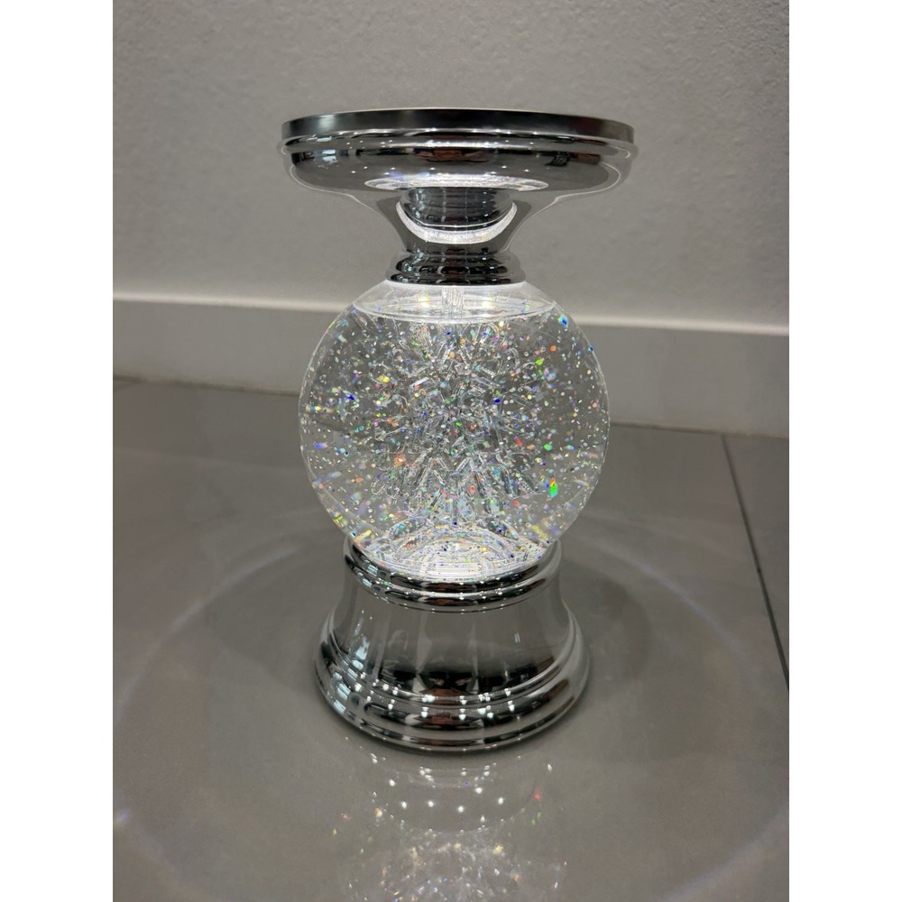 Bath & Body Works Lights Snow Globe Spin Snowflake Pedestal Candleholder
